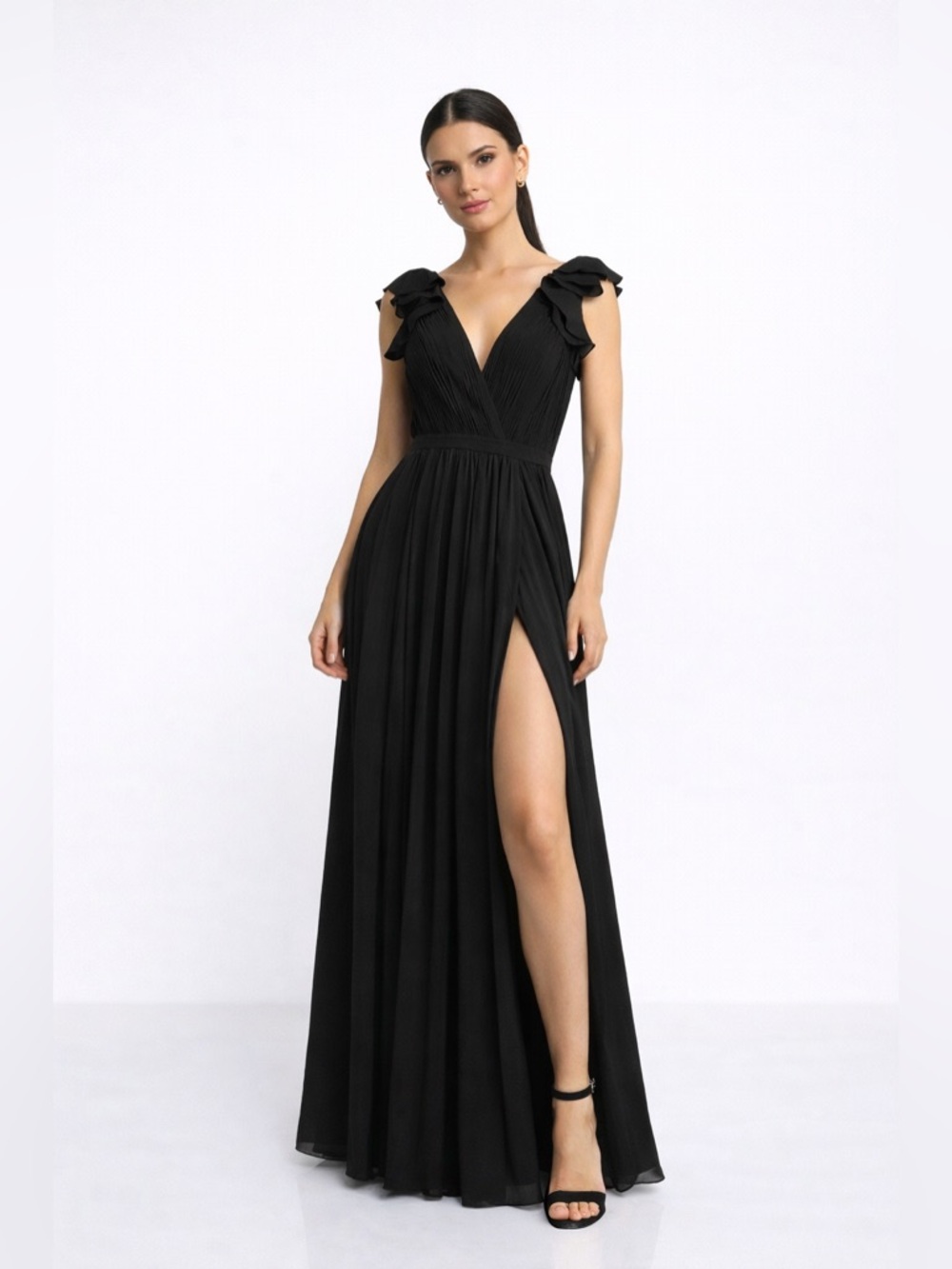 BASIX BLACK LABEL RUFFLE COLLAR EVENING DRESS - Picture 2 of 12